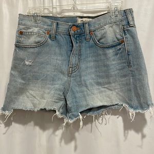Madewell Denim Distressed Boyfriend Cutoff Light Washed Shorts sz 26